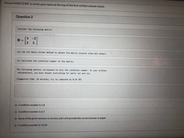 Solved Please MAKE SURE to write your name at the top of the | Chegg.com