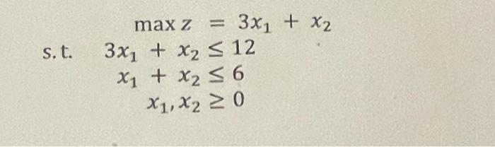 Solved Maxz S T 3x1 X2x1 X2x1 X2 3x1 X2≤12≤6≥0