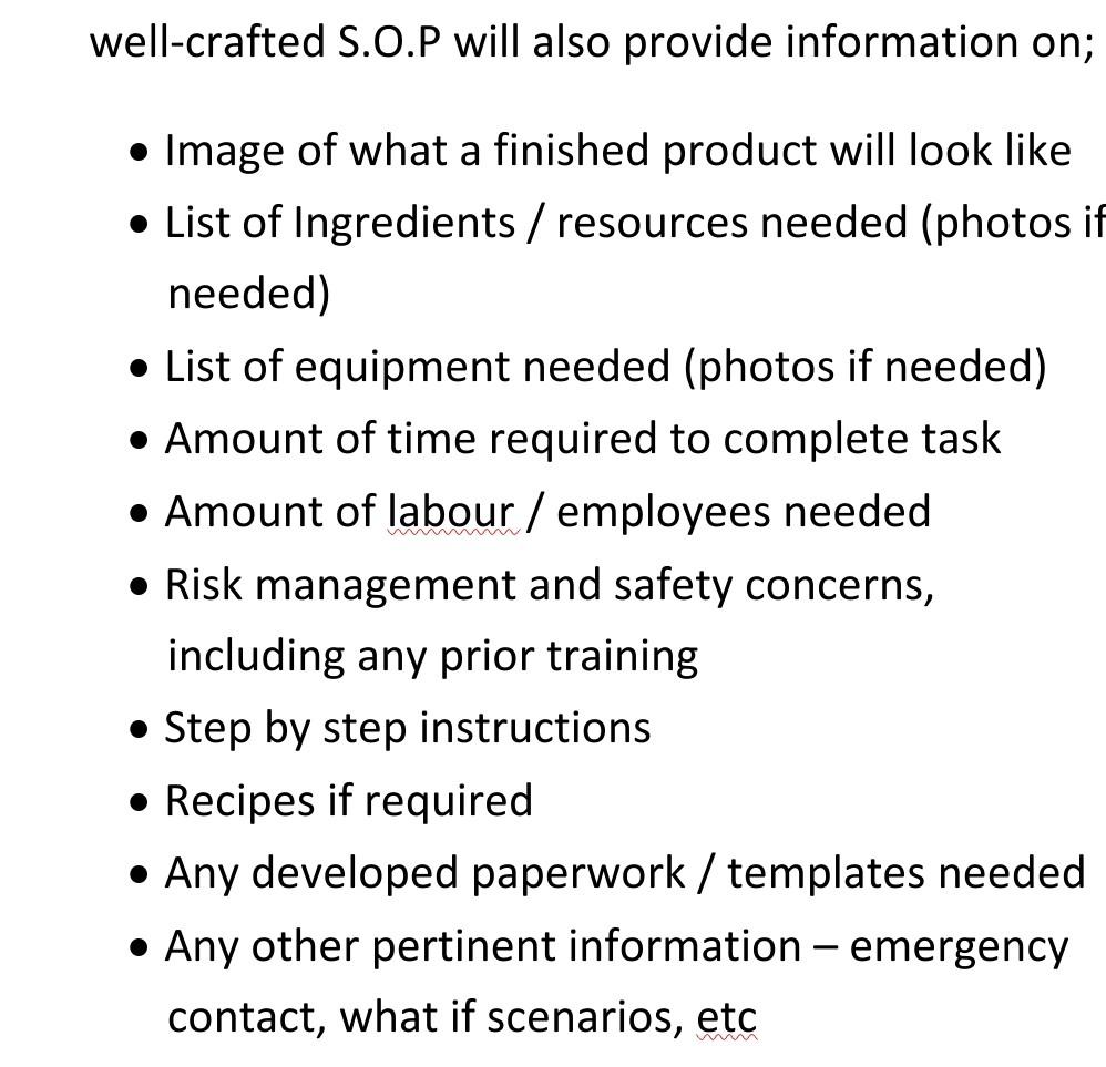 Solved Create a standard operating procedure (S.O.P) for a | Chegg.com