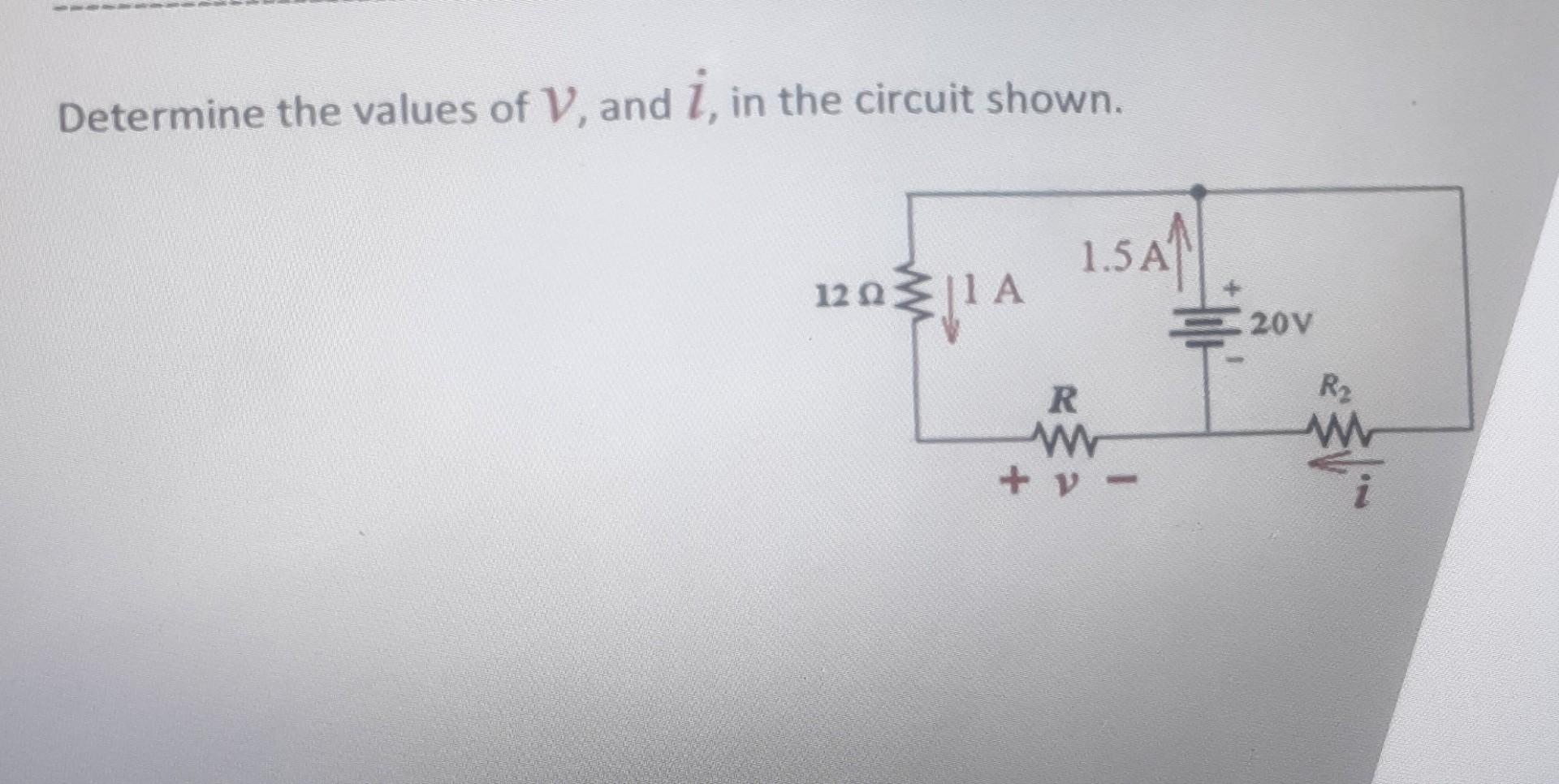 Solved Determine the values of V, and i, in the circuit | Chegg.com