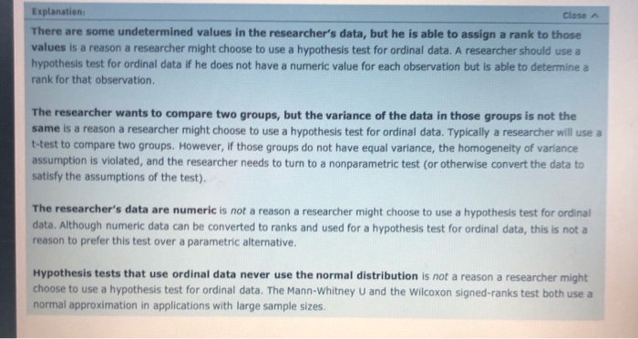 Solved 1. Introduction to tests for ordinal data A Aa E Why | Chegg.com