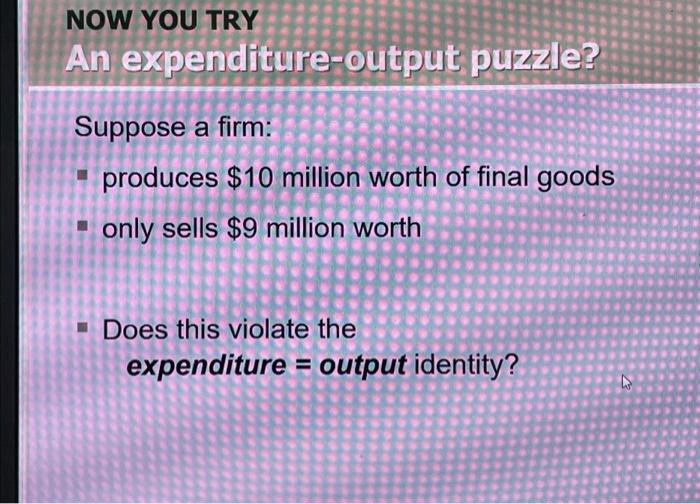 Solved NOW YOU TRY An expenditureoutput puzzle? Suppose a