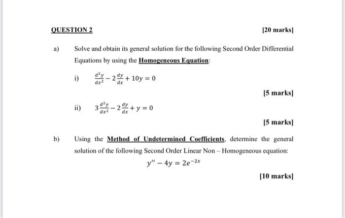 Solved Table of y, for Method of Undetermined Coefficient | Chegg.com