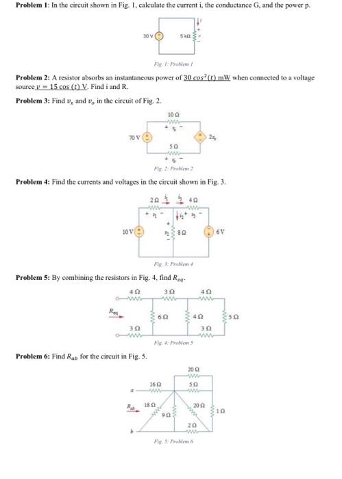 Solved Problem 1: In the circuit shown in Fig 1, calculate | Chegg.com