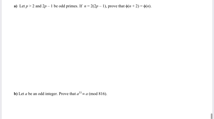 Solved A Let P 2 And 2p 1 Be Odd Primes If N 2 2p 1