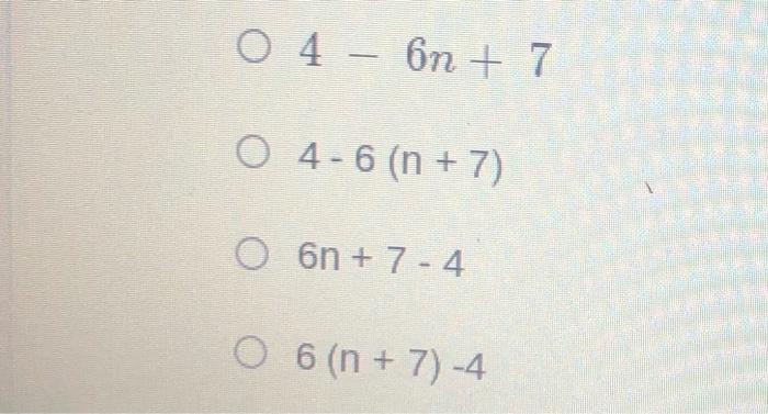 four times a number decreased by six expression