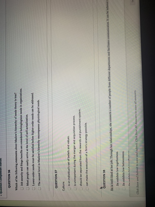 Solved Question Completion Status QUESTION 36 Which of the | Chegg.com