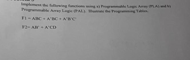 Solved Implement the following functions using a) | Chegg.com