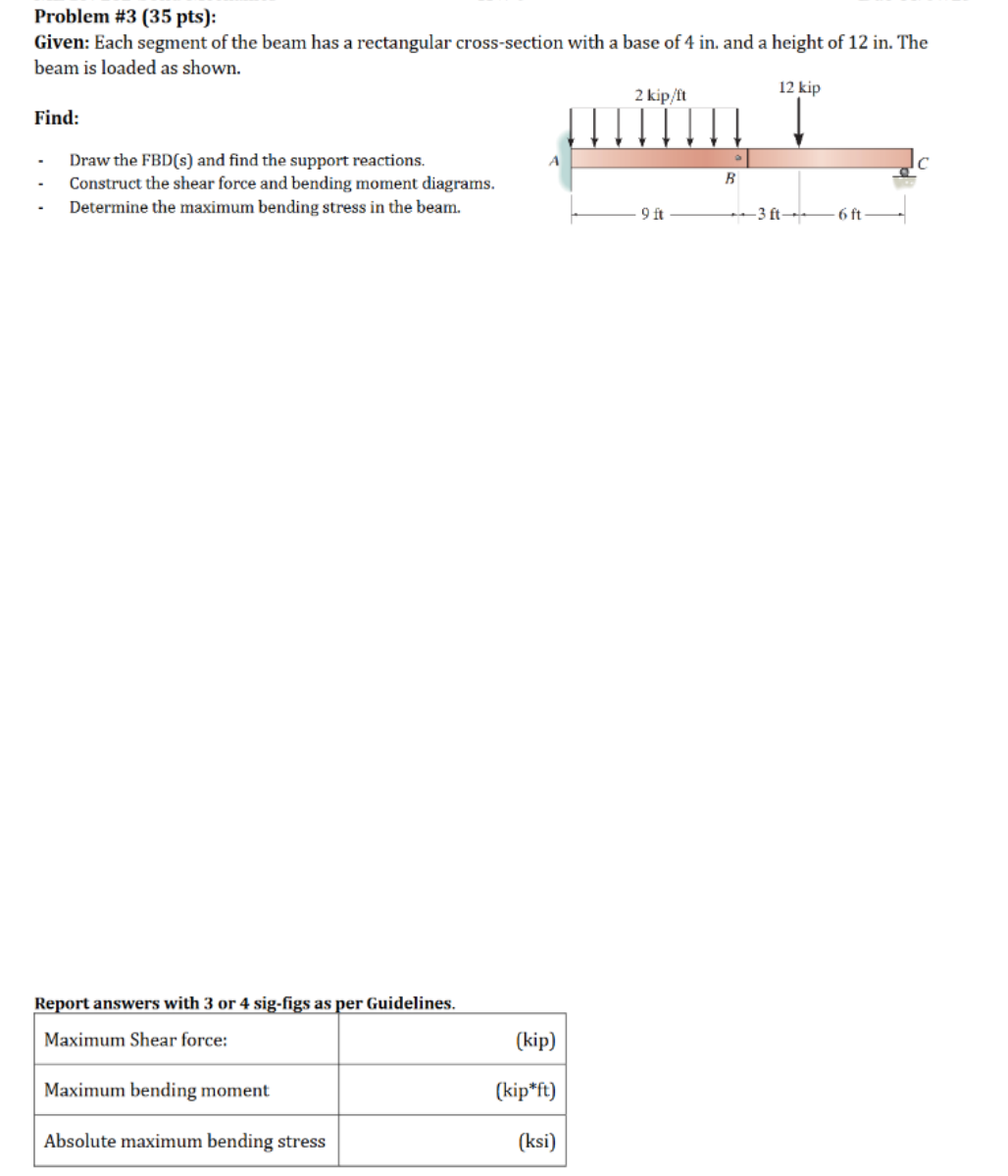 Solved Problem \#3 (35 ﻿pts): Given: Each segment of the | Chegg.com