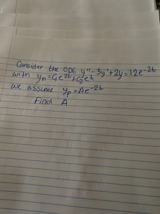 Solved Consider the ODE Y"- 3y +2y = 12e-27 Yn Gezt tet We | Chegg.com