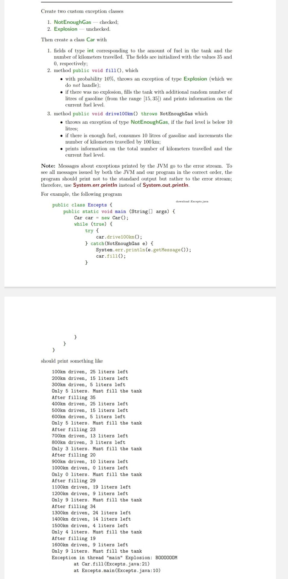 Types of exceptions in Java: checked, unchecked, and custom