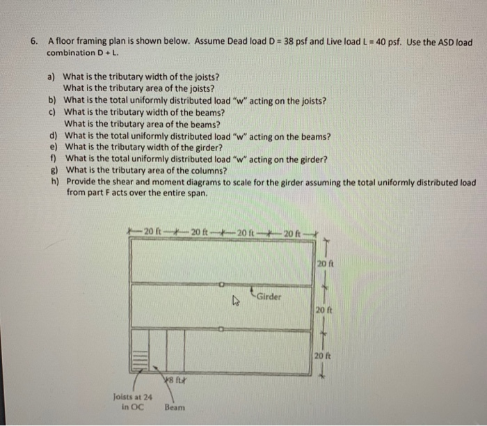 Solved 6. A floor framing plan is shown below. Assume Dead | Chegg.com