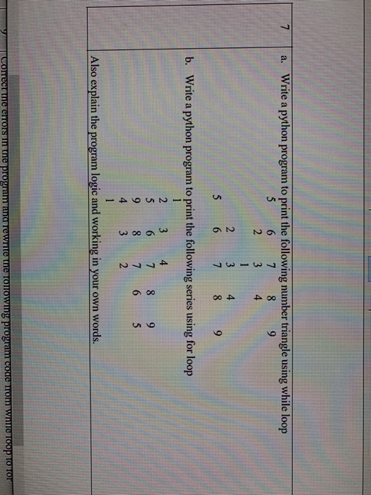 Solved a. Write a python program to print the following | Chegg.com