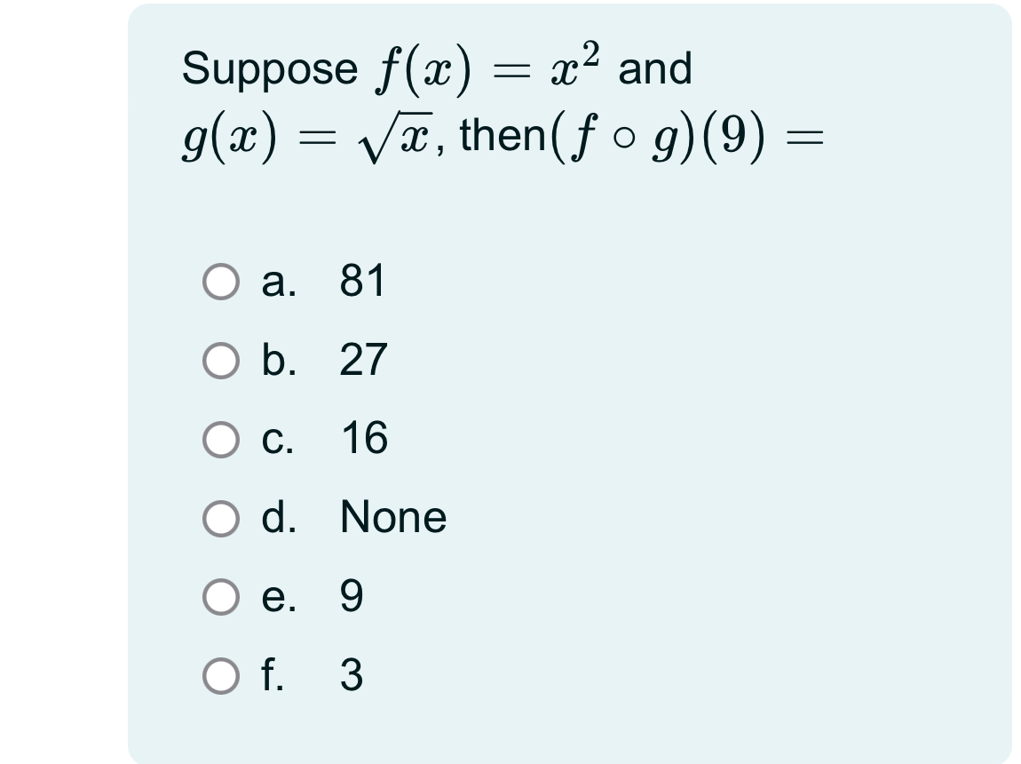 Solved Suppose f(x)=x2 ﻿and g(x)=x2 ﻿then Chegg com
