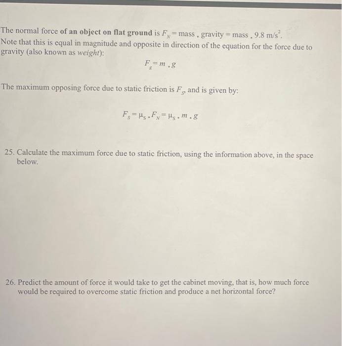 Solved calculate the maximum force due to static friction. | Chegg.com