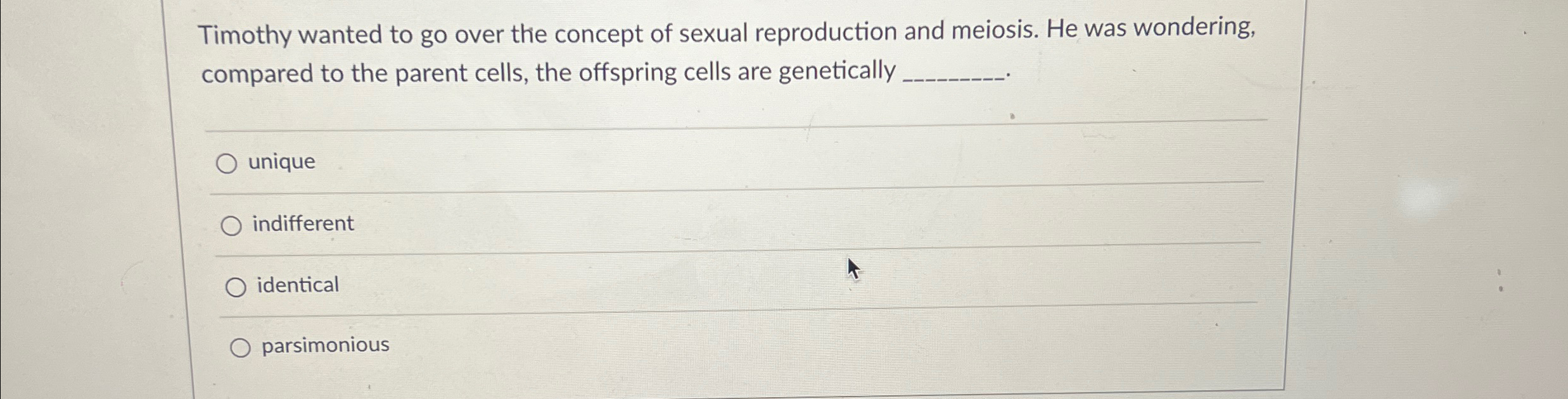 Solved Timothy wanted to go over the concept of sexual | Chegg.com