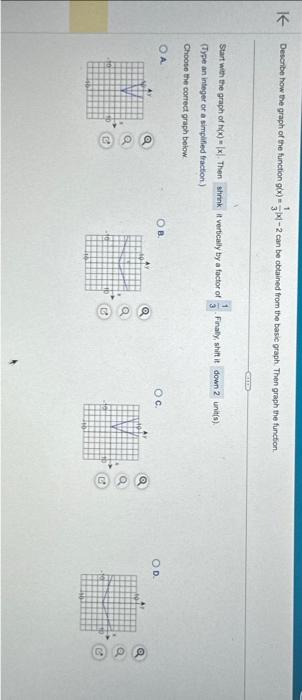 Solved Describe How The Graph Of The Function Gx31∣x∣−2 3385