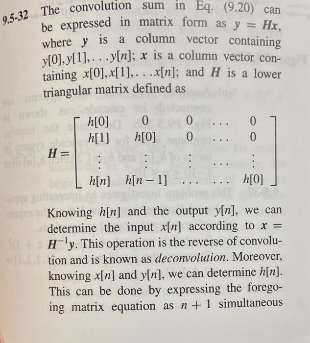 Solved 5.32 The convolution sum in Eq. (9.20) can be | Chegg.com