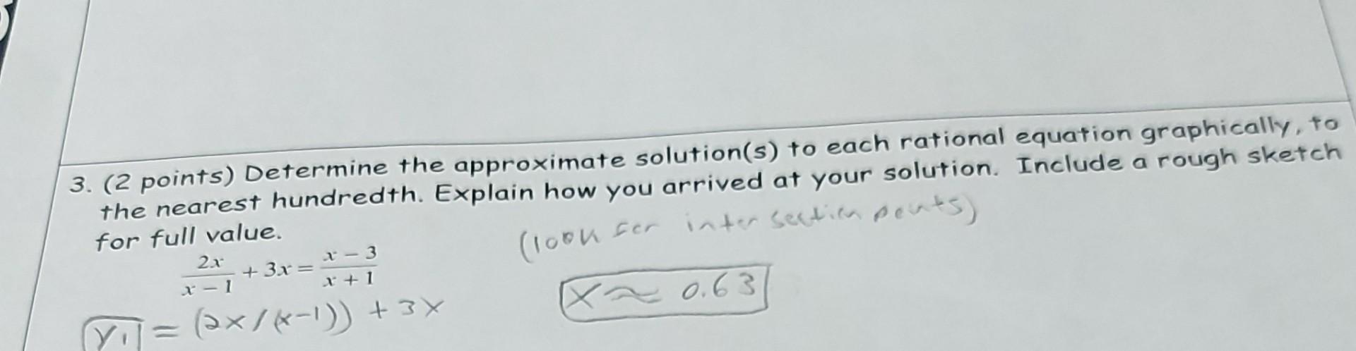 Solved 3. (2 points) Determine the approximate solution(s) | Chegg.com