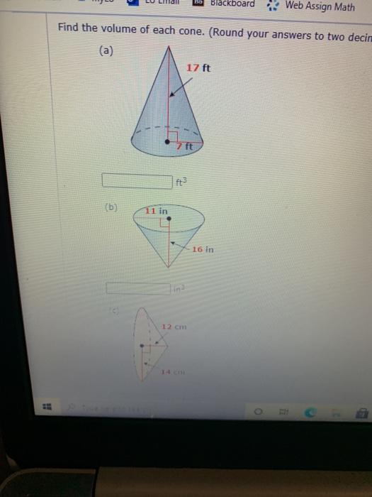 Solved DO Blackboard Web Assign Math Find the volume of each | Chegg.com