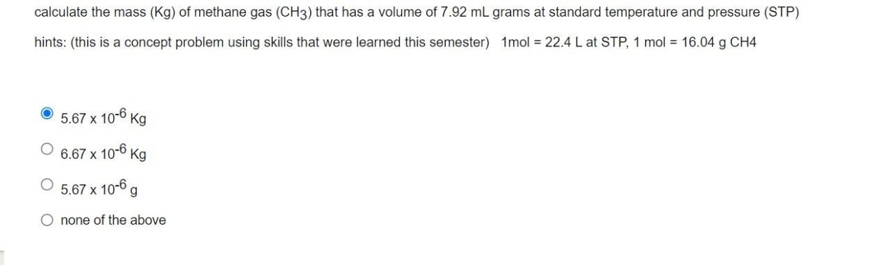 Solved calculate the mass (Kg) ﻿of methane gas (CH3) ﻿that | Chegg.com