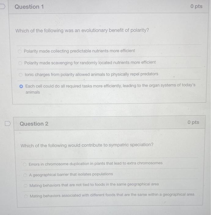 Solved Which of the following was an evolutionary benefit of | Chegg.com