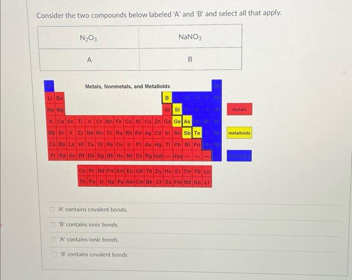 Solved Consider The Two Compounds Below Labeled 'A' And 'B' | Chegg.com