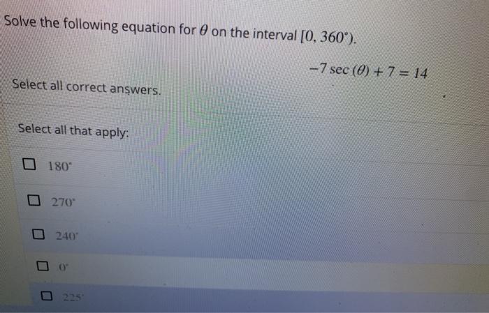 Solved Solve the following equation for on the interval [0, | Chegg.com