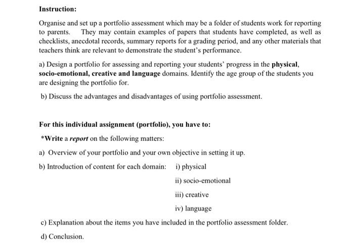 student portfolio assessment