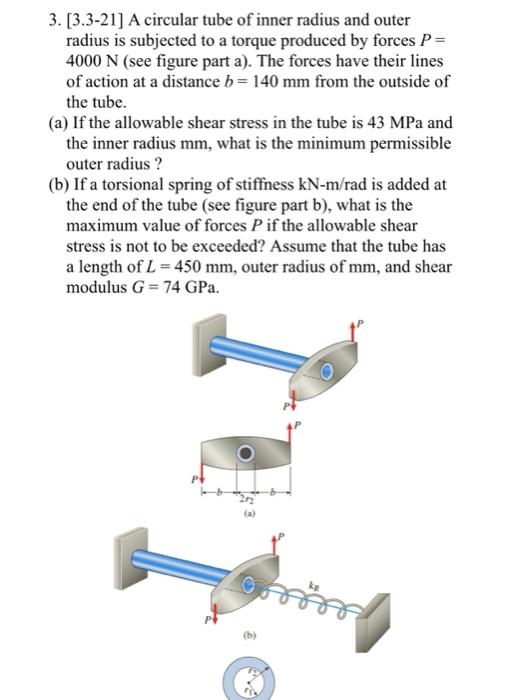 Solved 3. [3.3-21] A circular tube of inner radius and outer | Chegg.com