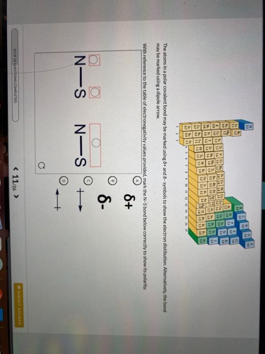 Solved The Atoms In A Polar Covalent Bond May Be Marked U Chegg Com