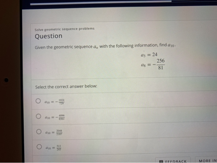 Solved Solve Geometric Sequence Problems Question Given The Chegg