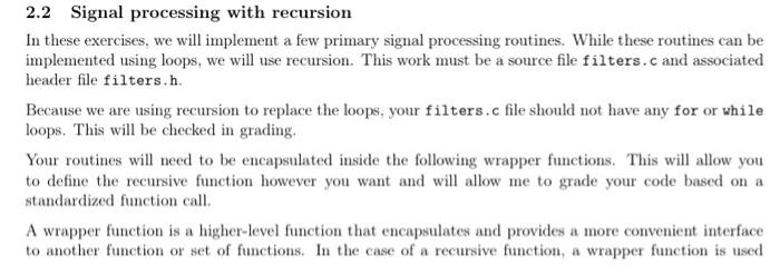 Solved 2.2 Signal processing with recursion In these | Chegg.com
