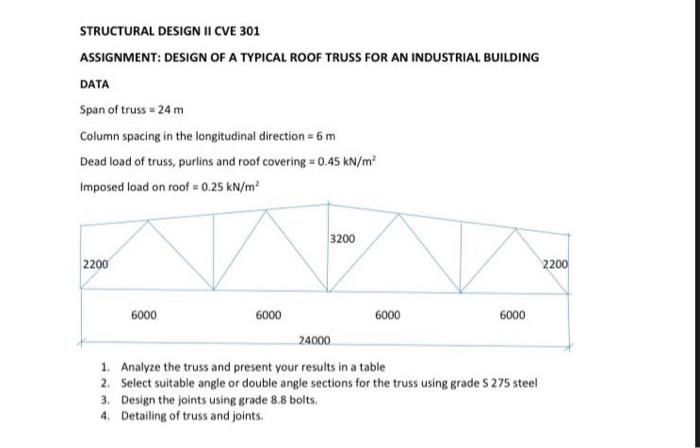 Solved STRUCTURAL DESIGN II CVE 301 ASSIGNMENT: DESIGN OF A | Chegg.com