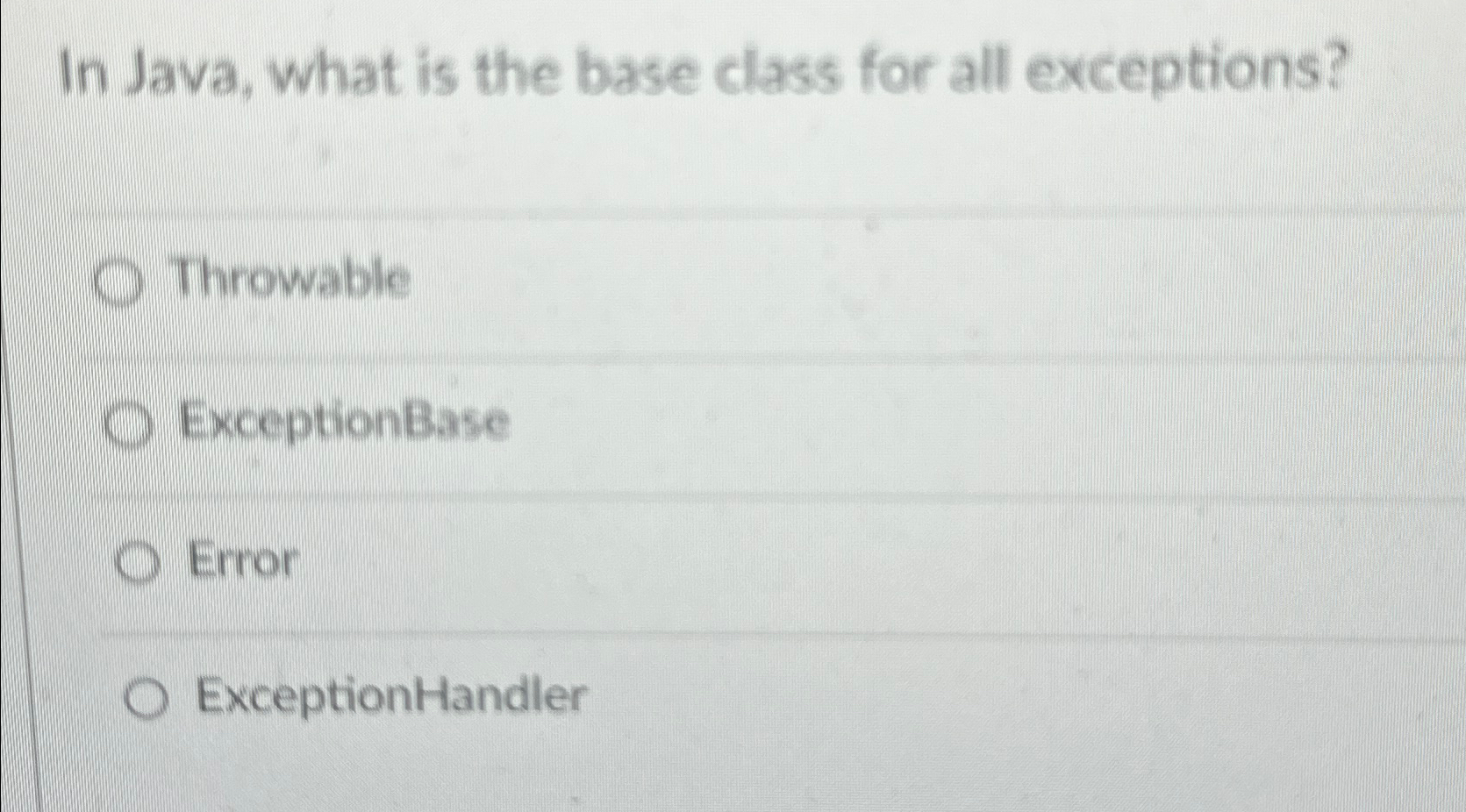 Solved In Java, what is the base class for all
