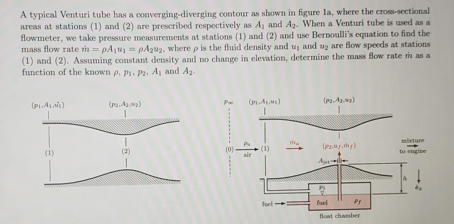Solved A typical Venturi tube has a converging-diverging | Chegg.com