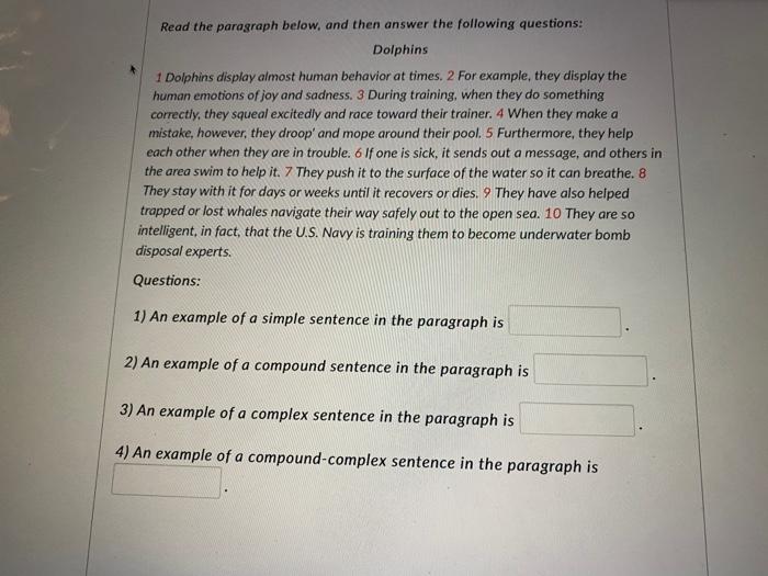 Solved Read the paragraph below, and then answer the | Chegg.com