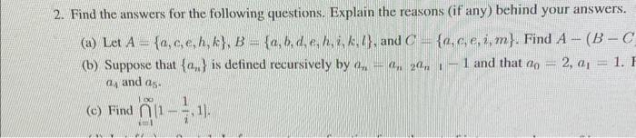 Solved 2. Find the answers for the following questions. | Chegg.com