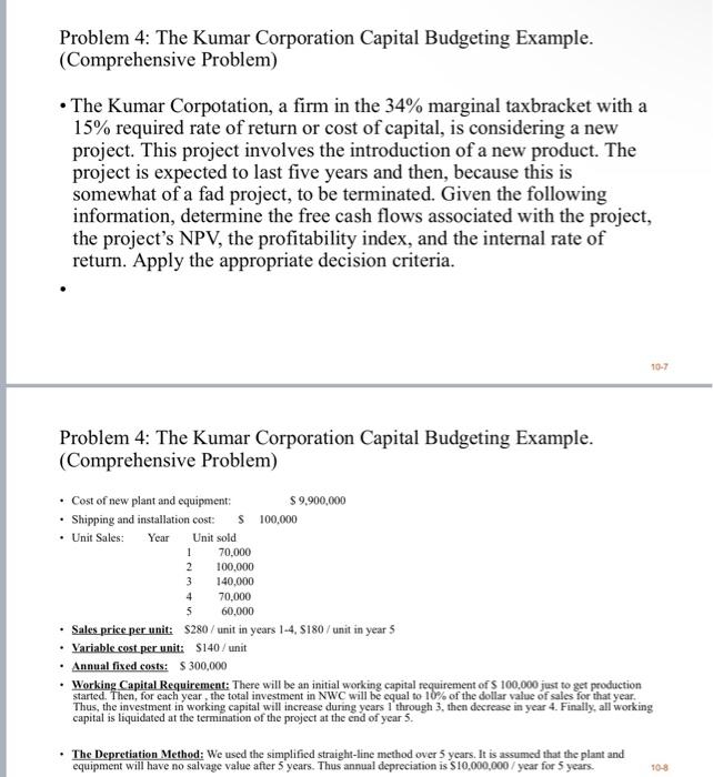 problem-4-the-kumar-corporation-capital-budgeting-chegg