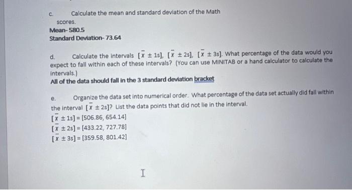 Solved C. Calculate the mean and standard deviation of the | Chegg.com