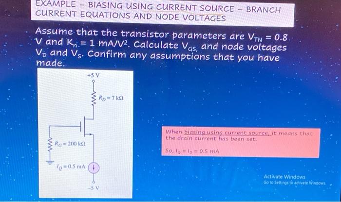 Solved EXAMPLE BIASING USING CURRENT SOURCE – BRANCH CURRENT | Chegg.com