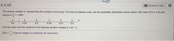 Solved find the mean and variance of the discrete random | Chegg.com