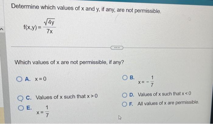 Solved Determine which values of x and y, if any, are not | Chegg.com