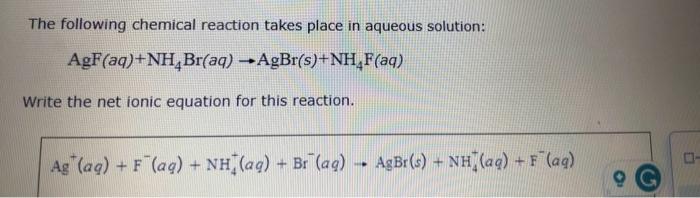 Solved The following chemical reaction takes place in | Chegg.com