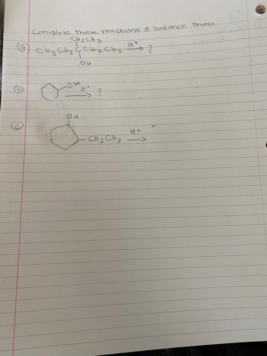 Solved Complete These Reactions A Balance Them CH₂CH3 (a) CH | Chegg.com