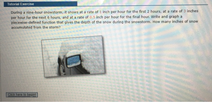 Solved Tutorial Exercise During A Nine-hour Snowstorm, It | Chegg.com