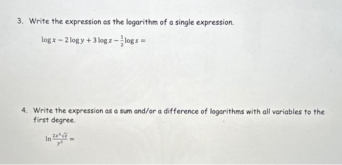 Solved 3. Write the expression as the logarithm of a single | Chegg.com