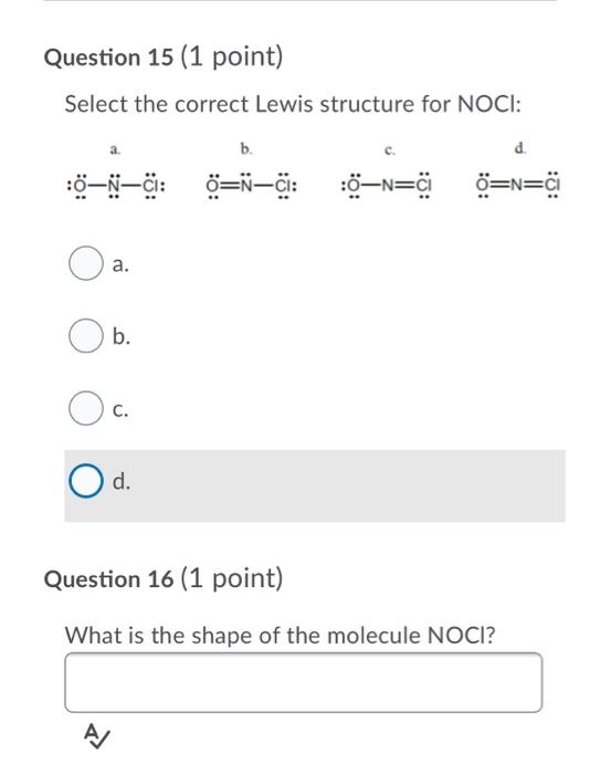 Question 15 1 Point Select The Correct Lewis Chegg Com
