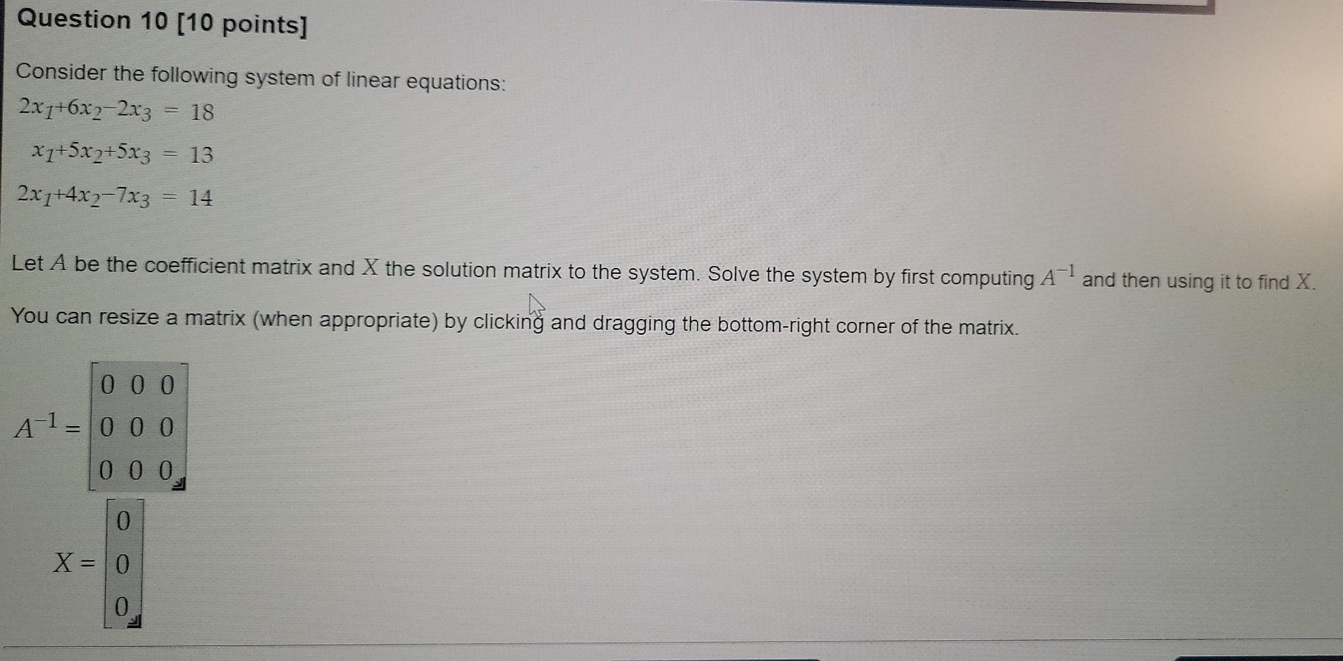 Solved Question 10 (10 points] Consider the following system | Chegg.com
