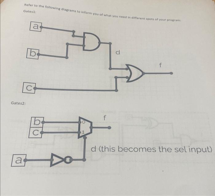 Solved Refer to Gates1: Gates2: d (this becomes the sel | Chegg.com